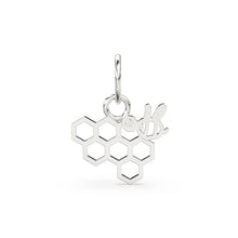 Load image into Gallery viewer, Honeycomb and Bee Solid Gold Diamond 14k 18k Solid Charm Pendant / Gold Charm / Diamond Prong Setting