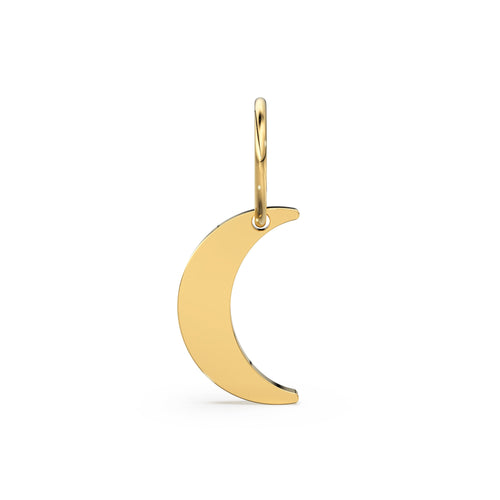 Solid Gold Half Moon Diamond 14k 18k Solid Charm Pendant / Solid Gold Charm / Half Moon Pendant