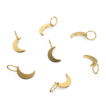 Load image into Gallery viewer, Solid Gold Half Moon Diamond 14k 18k Solid Charm Pendant / Solid Gold Charm / Half Moon Pendant