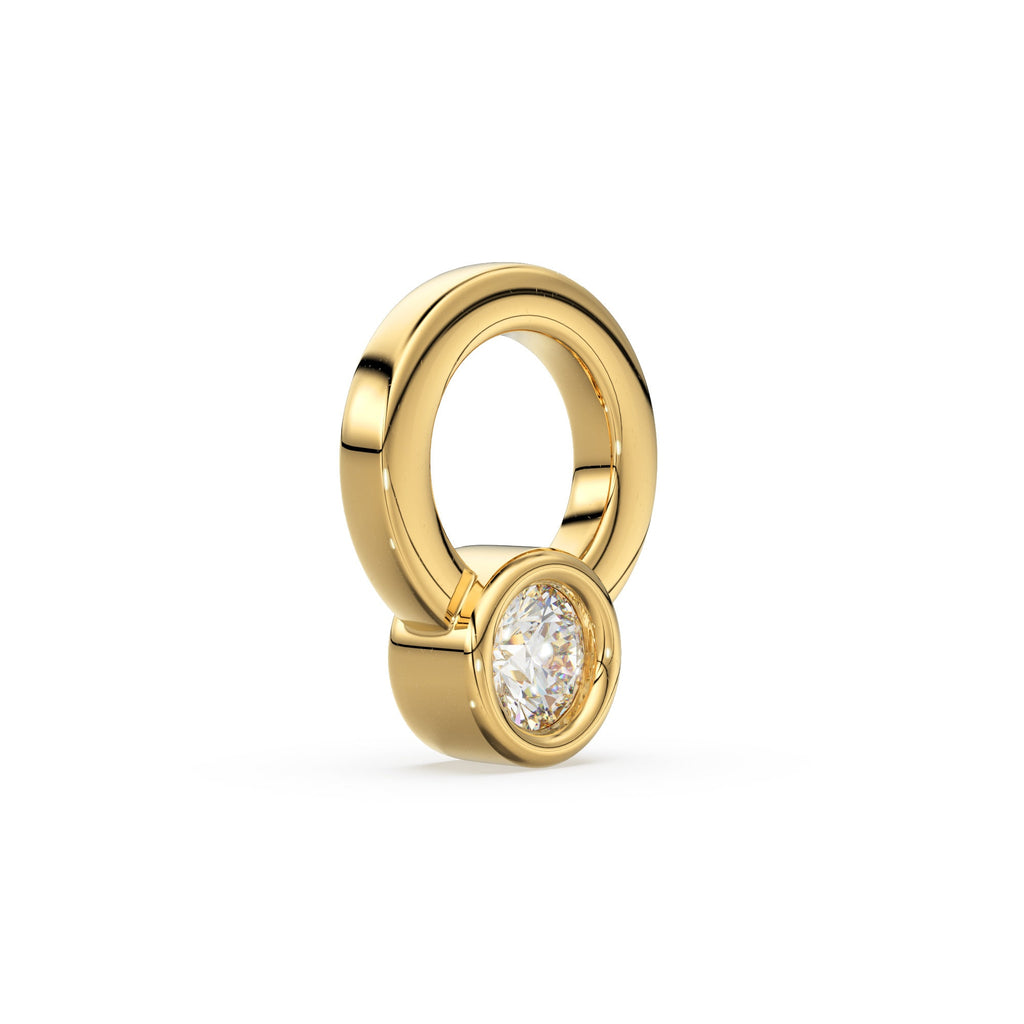 7mm Diamond Solitaire Solid Gold 14k 18k Charm Pendant / Solid Gold Charm / Diamond Pendant / Diamond Charm