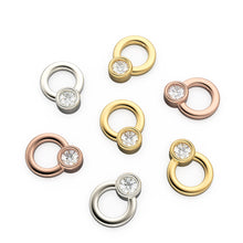 Load image into Gallery viewer, 7mm Diamond Solitaire Solid Gold 14k 18k Charm Pendant / Solid Gold Charm / Diamond Pendant / Diamond Charm St Patricks Day