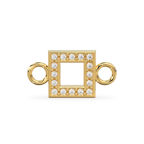 14k Solid Gold Diamond Square Connector / Dainty Brilliant Diamond Connector / Diamond Spacer / Labour Day Sale - Jalvi & Co. 