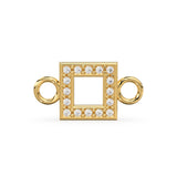 14k Solid Gold Diamond Square Connector / Dainty Brilliant Diamond Connector / Diamond Spacer / Labour Day Sale