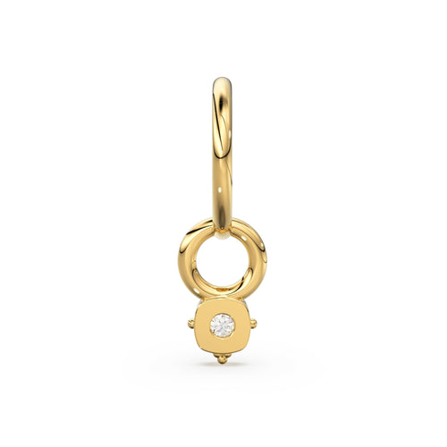 Tiny Single Diamond Square Charm Pendant / 14k 18k Solid Gold Pendant / Diamond Charm / Petite Charm / Sale