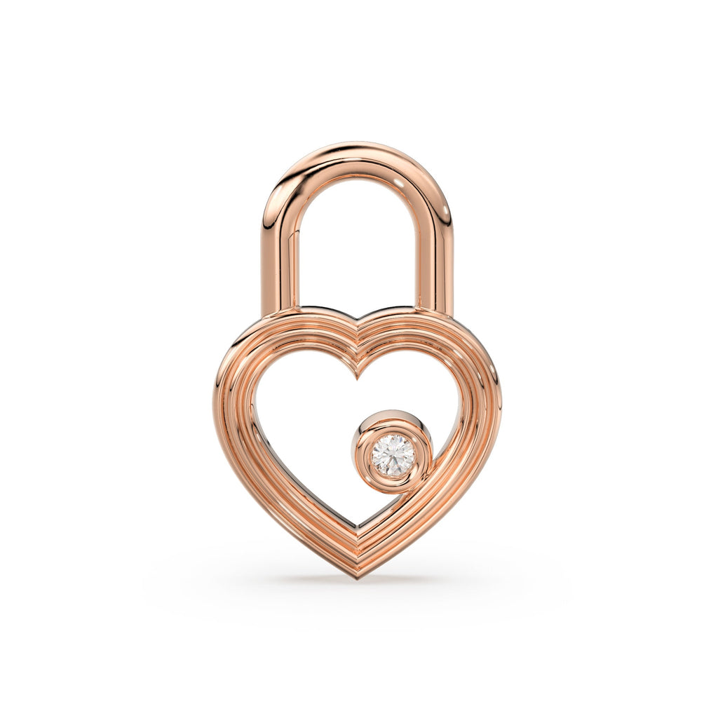 Heart Shape Diamond Studded Charm Pendant / 14k 18k Solid Gold Charm / Diamond Charm / Petite Charm / Sale