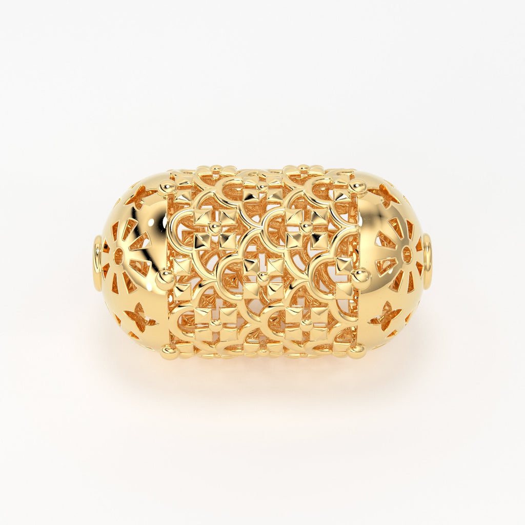 18k Solid Gold Handmade Artistic Roman Oval Spacer Bead Finding 12mm 13mm 14mm St Patricks Day