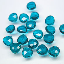 Load image into Gallery viewer, Teal Green Quartz Faceted Heart Drop Briolette Side Drilled Pair Beads 16pcs 10mm 8 Pairs