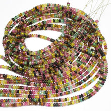 Load image into Gallery viewer, Natural Multi Tourmaline Faceted Rondelle Gemstone Loose Beads 16" 3.5mm 4mm