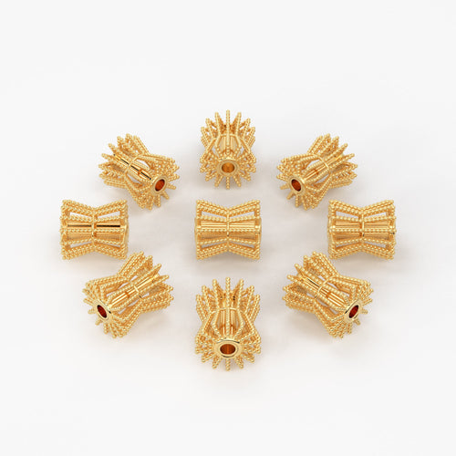 1pc Bicone 18k Solid Yellow Gold Beads / Handmade Spacer 14k Fancy Beautiful 6.50mm Cone Beads In Solid Gold St Patricks Day