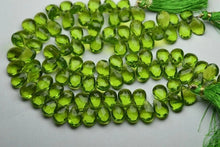 Load image into Gallery viewer, 8 Inches Strand,Peridot Green Green Quartz Faceted Pear Shape Briolettes,Size 7X10mm