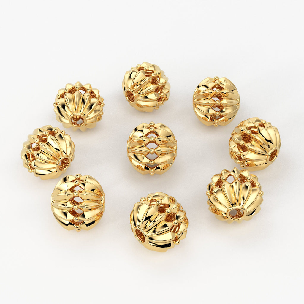 Designer Solid Gold 14k 18k Spacer Finding Bead, Gold Spacer, Gold Finding, Solid Gold Bead 5,7,9mm