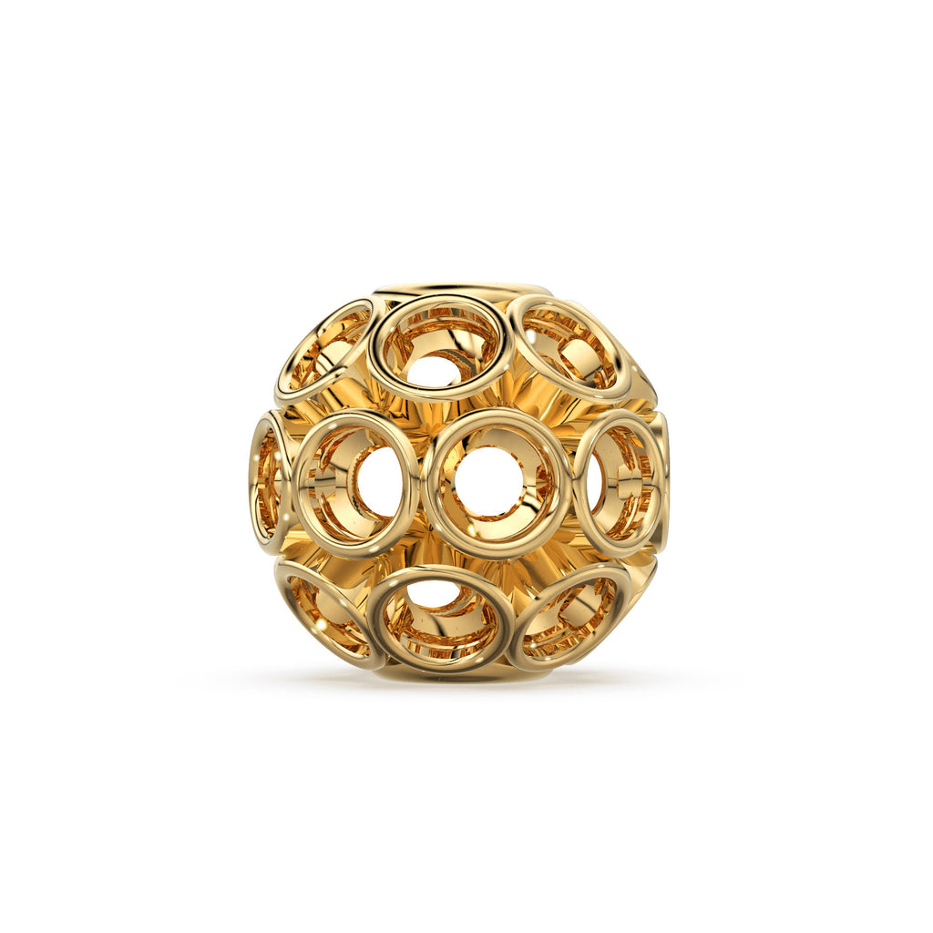 Round Bezelled Solid Gold 14k 18k Handmade Gold Spacer Bead Jewelry Making Supply 5mm - Jalvi & Co. 