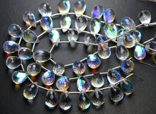 Load image into Gallery viewer, 7" Mystic Rainbow Quartz Faceted Drops Shape Briolettes Gemstone Beads Size 11-12mm
