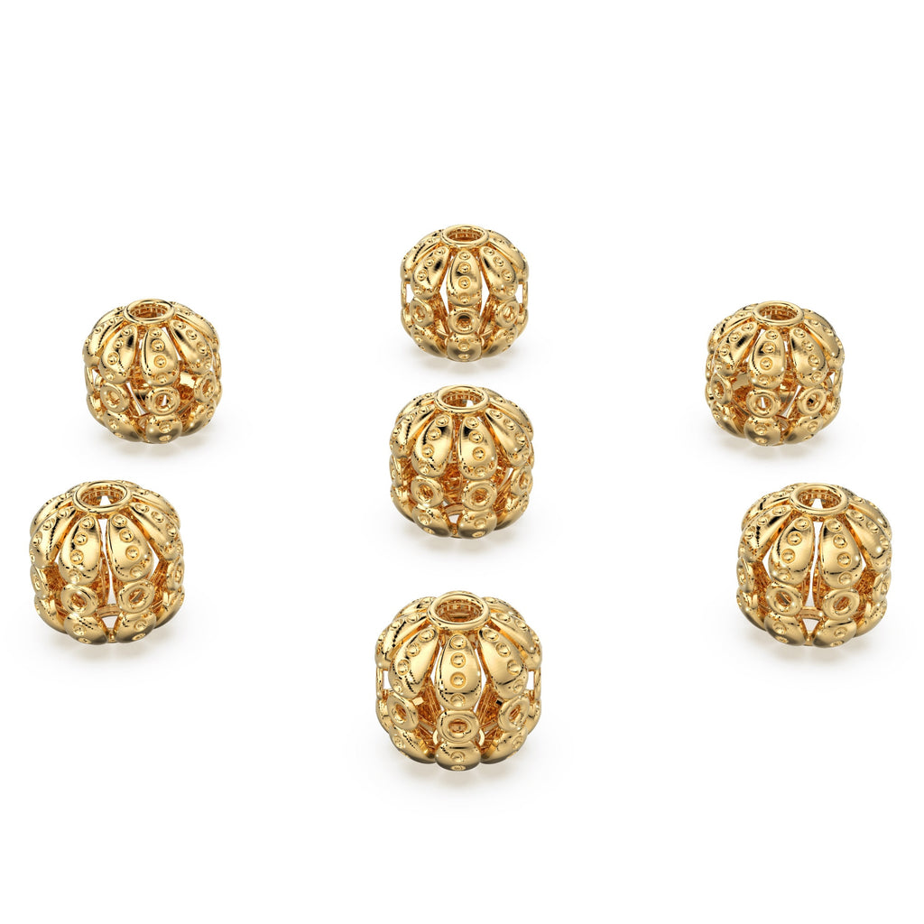 Solid Gold Round 14k 18k Handmade Gold Spacer Bead Jewelry Making Supply 7mm 9mm 10mm - Jalvi & Co. 