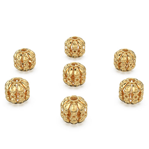 Solid Gold Round 14k 18k Handmade Gold Spacer Bead Jewelry Making Supply 7mm 9mm 10mm - Jalvi & Co. 