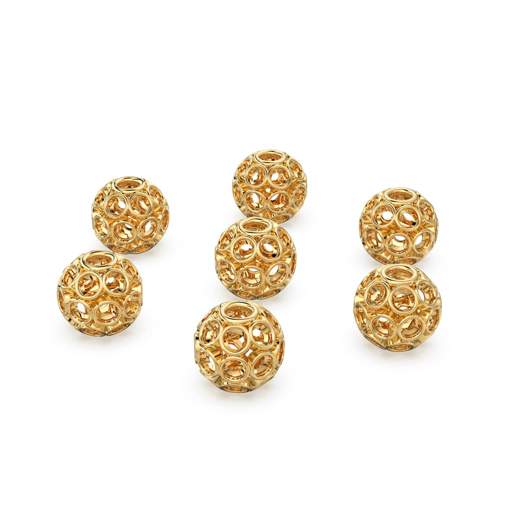 Round Bezelled Solid Gold 14k 18k Handmade Gold Spacer Bead Jewelry Making Supply 5mm