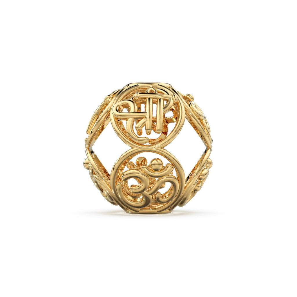 Shree Om Designer Solid Gold 14k 18k Handmade Gold Spacer Bead Jewelry Making Supply 6mm 8mm 10mm