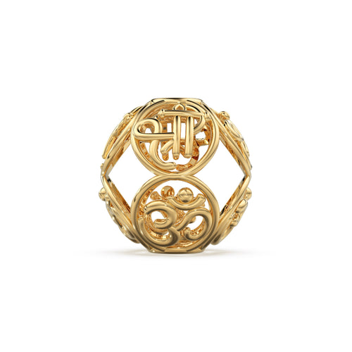 Shree Om Designer Solid Gold 14k 18k Handmade Gold Spacer Bead Jewelry Making Supply 6mm 8mm 10mm