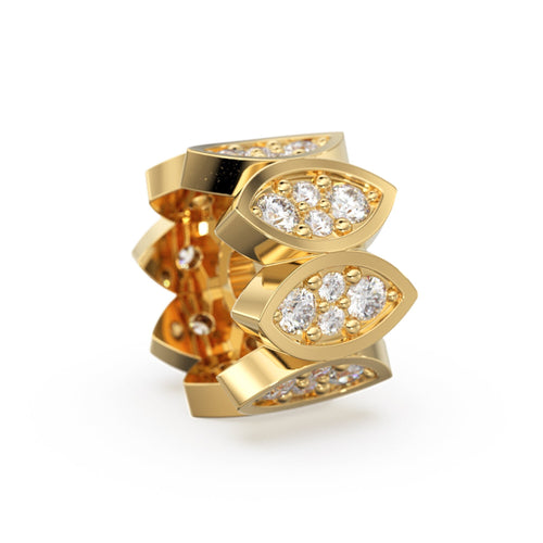 Solid Gold Diamond Marquise Bead 9.8mm x 6.5mm Prong Setting / Diamond Finding / Jewelry Making Supplies / Diamond Gold Rondelle Spacers - Jalvi & Co. 