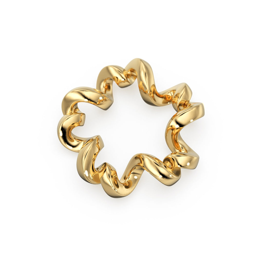 Wreath Gold Connector / Wavy Solid Gold Spacer / Handmade Decoration Finding / Genuine Solid Gold Round Charm Spacer Beads