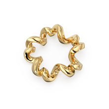 Load image into Gallery viewer, Wreath Gold Connector / Wavy Solid Gold Spacer / Handmade Decoration Finding / Genuine Solid Gold Round Charm Spacer Beads