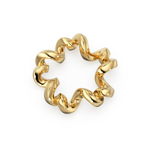 Wreath Gold Connector / Wavy Solid Gold Spacer / Handmade Decoration Finding / Genuine Solid Gold Round Charm Spacer Beads - Jalvi & Co. 