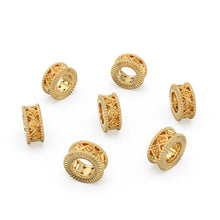 Load image into Gallery viewer, 18k Solid Yellow Gold 7mm Fancy Spacer Finding Hefty Bead 5mm Large Hole St Patricks Day