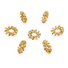 Load image into Gallery viewer, Diamond Wreath Gold Connector / Wavy Solid Gold Spacer / Handmade Decoration Finding / Genuine Diamond Round Charm Spacer Beads