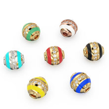 Load image into Gallery viewer, Enamel 6mm Diamond Enamel Round Solid Gold Beads / Handmade Real Diamond Gold Spacer / Diamond Enamel / Jewelry Making Essential FindingSALE