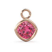 Load image into Gallery viewer, Tourmaline Pink Quartz Solid Gold Charm / Pink Gemstone Handmade Pendant / 1pc 14k Solid Yellow Gold Jewelry Making / April BirthstoneSALE