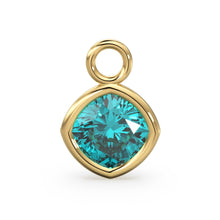 Load image into Gallery viewer, Teal Blue Quartz Solid Gold Charm / Teal Blue Gemstone Handmade Pendant / 1pc 14k Solid Yellow Gold Jewelry Making / April BirthstoneSALE