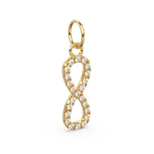 Load image into Gallery viewer, Infinity Diamond Set Solid Gold Pendant / Diamond Gold Charm / Pave Setting Science Charm / Diamond Jewelry / Diamond Gold Necklace