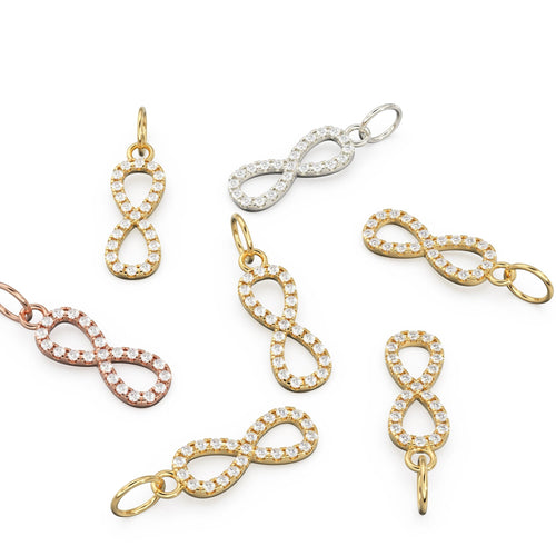 Infinity Diamond Set Solid Gold Pendant / Diamond Gold Charm / Pave Setting Science Charm / Diamond Jewelry / Diamond Gold Necklace - Jalvi & Co. 