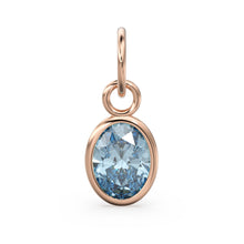 Load image into Gallery viewer, Blue Aquamarine Oval Solid Gold Charm / Natural Blue Gemstone Handmade Gold Pendant / 1pc 14k Solid Yellow Gold Jewelry Making FindingsSALE