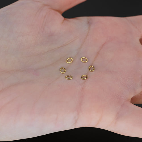 3mmx4mm 14k Solid Yellow Gold Oval Open Jump Rings 10 pieces Jewelry Making Supplies St Patricks Day