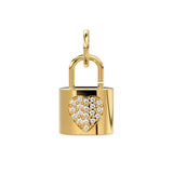 Diamond Studded Gold Lock 14k 18k Solid Charm Pendant / Gold Charm / Pave Setting Pendant