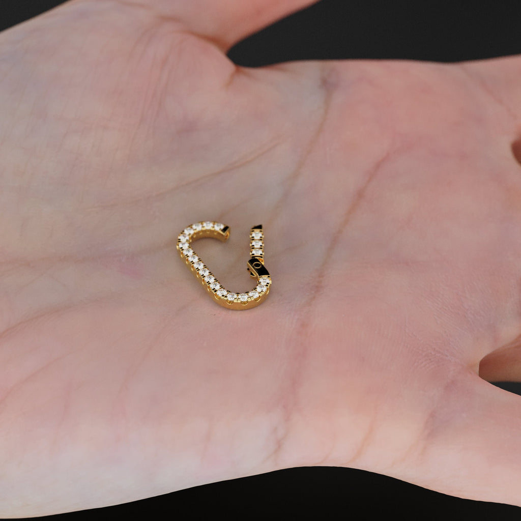 14K Solid Gold, Diamond Pave, Clicker Rectangular Diamond Connector / Diamond Clicker Clasp / Diamond Closure Finding 14k Gold Enhancer