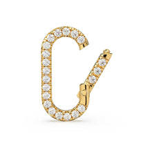 Load image into Gallery viewer, 14K Solid Gold, Diamond Pave, Clicker Rectangular Diamond Connector / Diamond Clicker Clasp / Diamond Closure Finding 14k Gold Enhancer