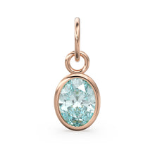 Load image into Gallery viewer, Sky Blue Topaz Oval Solid Gold Charm / Natural Blue Gemstone Handmade Gold Pendant / 1pc 14k Solid Yellow Gold Jewelry Making Findings