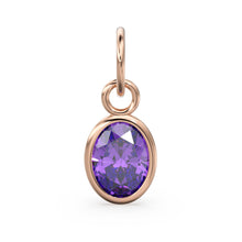 Load image into Gallery viewer, Purple Amethyst Oval Solid Gold Charm / Natural Africa Amethyst Gemstone Handmade Gold Pendant / 1pc 14k Yellow Gold Jewelry Making Findings