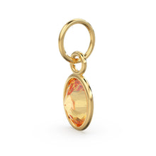 Load image into Gallery viewer, Gold Citrine Oval Solid Gold Charm / Natural Yellow Citrine Gemstone Handmade Gold Pendant / 1pc 14k Yellow Gold Jewelry Making FindingsSALE