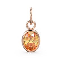 Load image into Gallery viewer, Gold Citrine Oval Solid Gold Charm / Natural Yellow Citrine Gemstone Handmade Gold Pendant / 1pc 14k Yellow Gold Jewelry Making FindingsSALE