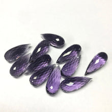 Load image into Gallery viewer, 10pc Purple Amethyst Quartz Micro Faceted TearDrop Gemstone Beads 20x8mm 5 Pair