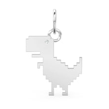 Load image into Gallery viewer, 2D Pixelated Dinosaur Diamond Solid Gold Charm / T Rex 18k Handmade Pendant / 14k Gold Tyrannosaurus Pendant / Jurassic Gold Charm