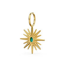 Load image into Gallery viewer, Turquoise Oval Star Solid Gold Charm / Blue Gemstone 14k Gold Charm / December Birthstone Gold Jewelry