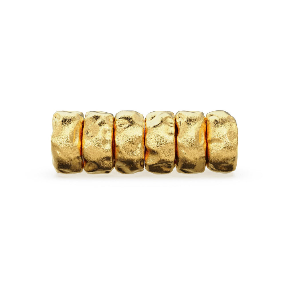 Textured Uneven 18k Solid Yellow Gold Spacer Beads / Jewelry Making Handmade Supplies / 14k Gold Findings