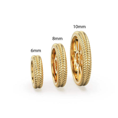 Textured 18k Solid Yellow Gold Spacer Beads / Jewelry Making Handmade Supplies / 14k Gold Wheel Tyre Findings - Jalvi & Co. 