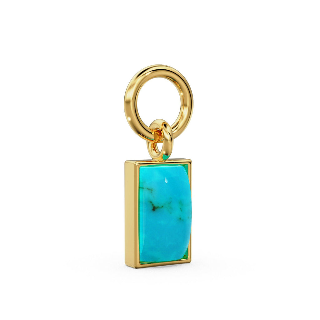 Blue Sleeping Beauty Turquoise Pendant / 18k Solid Yellow Gold Bezel Turquoise Charm / Blue Gemstone Jewelry / December Birth Necklace Charm