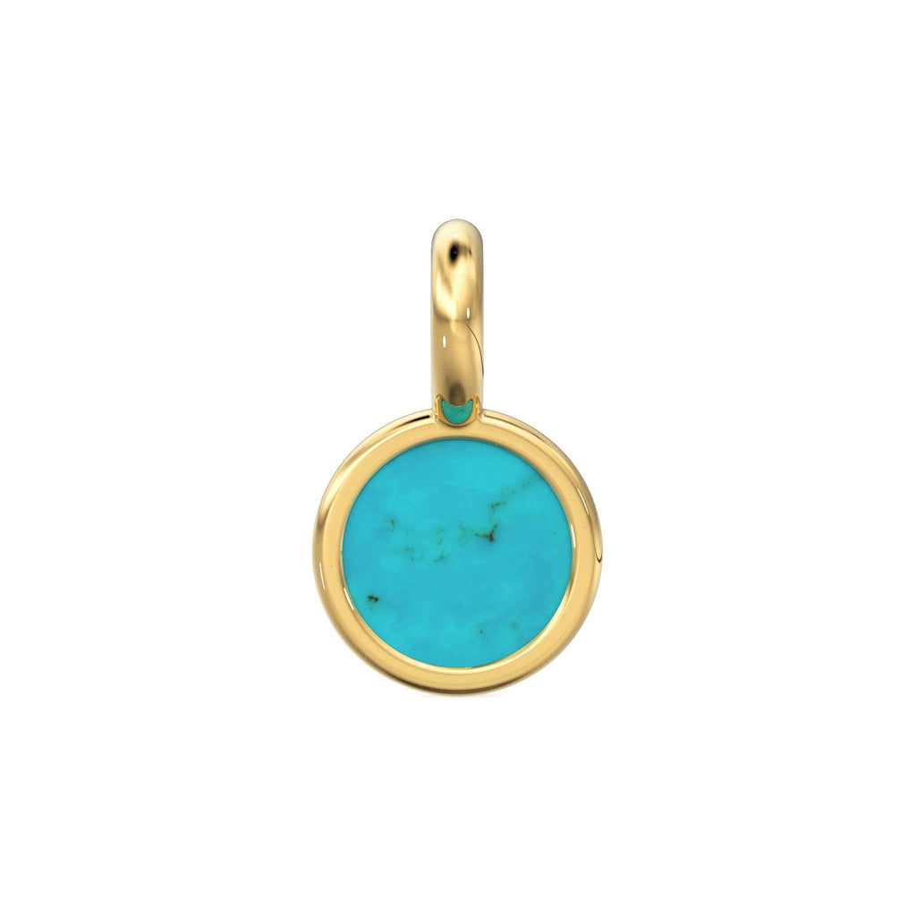 3mm 14k Yellow Solid Gold Sleeping Beauty Turquoise Charm Pendant Bezel Jewelry Finding