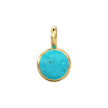 Load image into Gallery viewer, 3mm 14k Yellow Solid Gold Sleeping Beauty Turquoise Charm Pendant Bezel Jewelry Finding